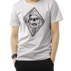 tshirt bianca hypnotic-skull nero