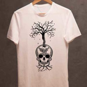 tshirt bianca tree skull nero