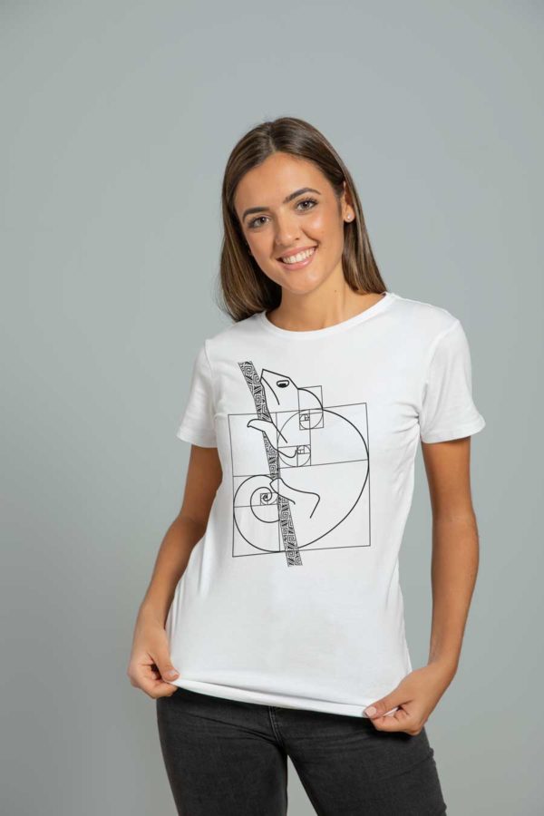 tshirt donna bianca chameleon