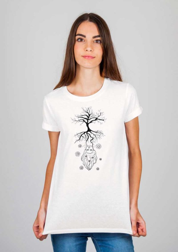 tshirt white woman tree face