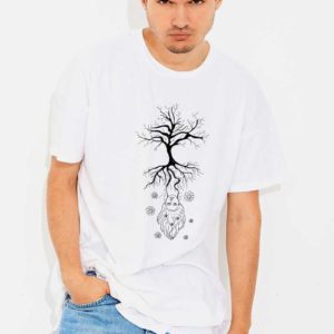 tshirt bianca uomo tree face