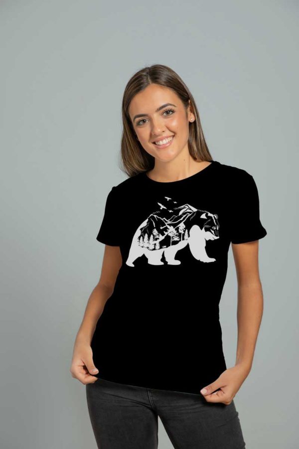 tshirt black woman wild bear