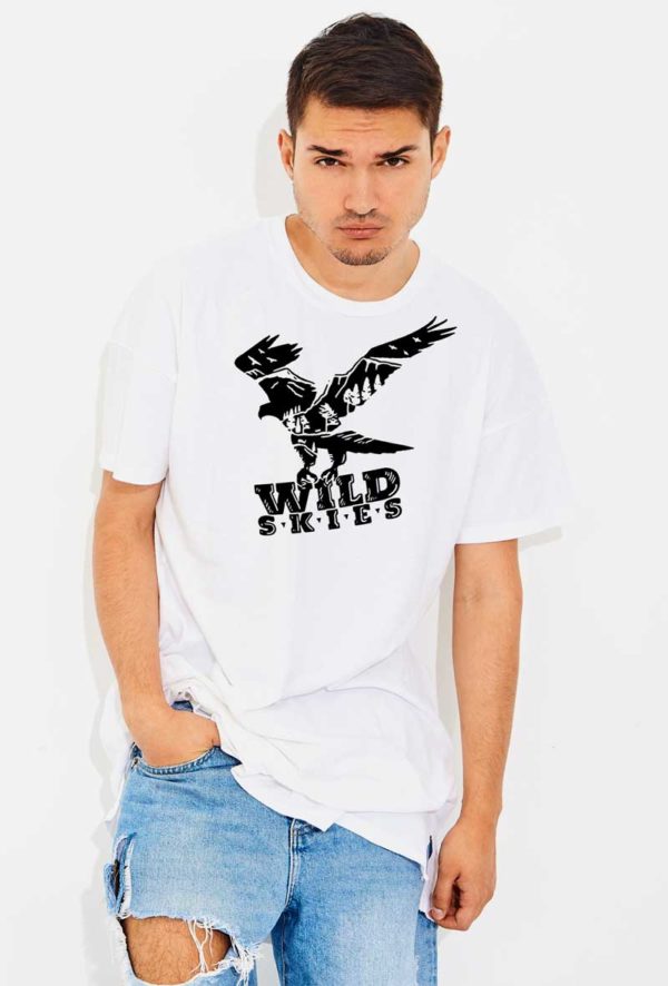 tshirt white man wild skies