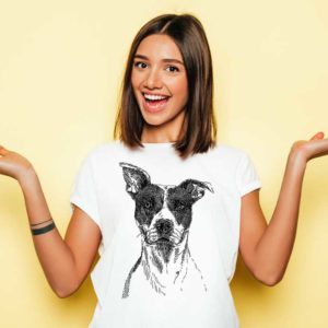 tshirt bianca pitbull nero